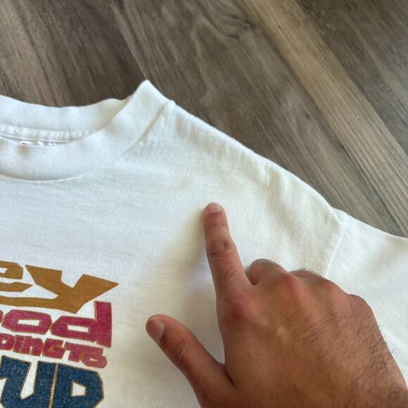 Vintage Jesus T-Shirt Men's Size M White Christian Graphic Tee 1990s Double Side - Picture 6 of 8